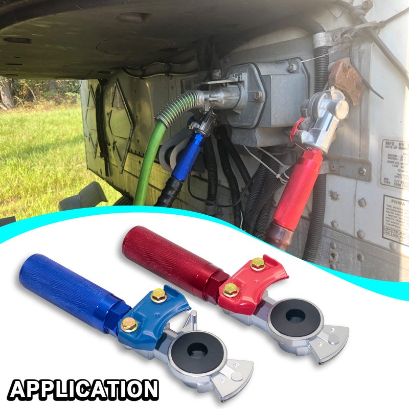 KOOTANS Glad Hands Set with Service Emergency Glad Hand, Anodized Aluminum Extension Handles Grips and Seals for Semi Truck Trailer Tractor RVs, Air Brake Coupling Handshake, Gladhand Connectors - Image 4